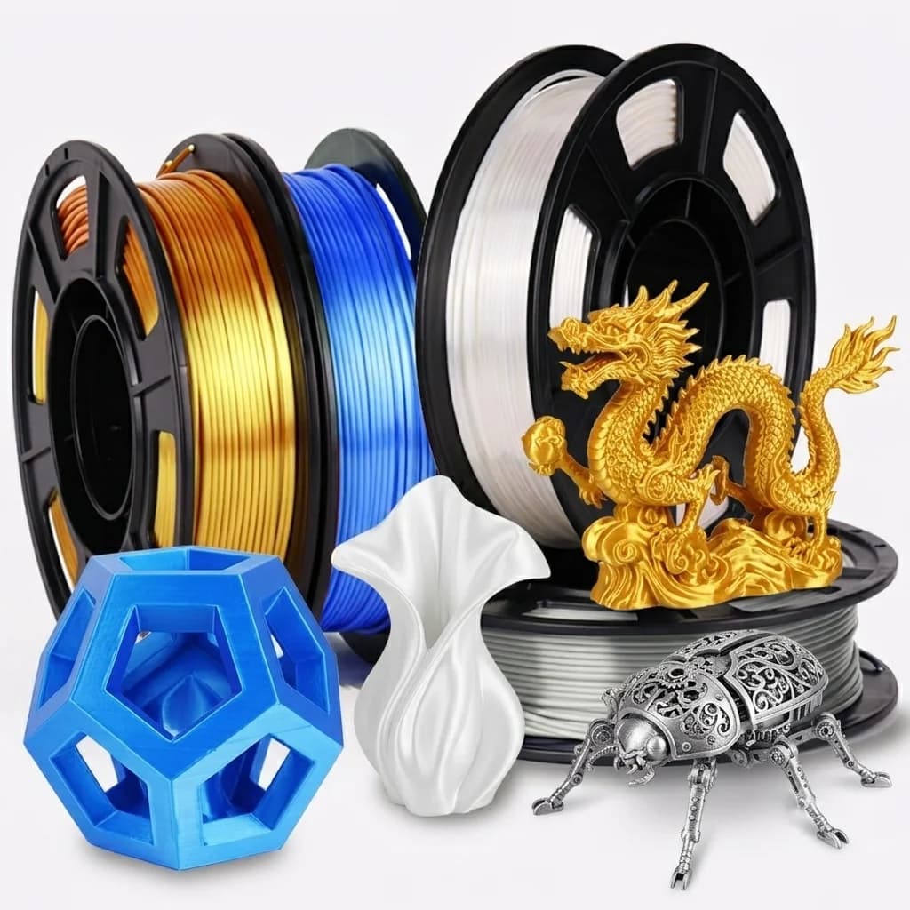 Shiny Silk PLA 3D Printing Filament 250g, Optimized Formula, Fine Layer Formation, Great Visual Presentation After Printing