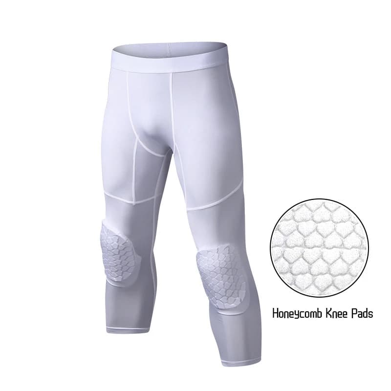 Pantaloni da basket da uomo con ginocchiere 3/4 Leggings a compressione imbottiti equipaggiamento protettivo sportivo pantaloni da ciclismo da corsa