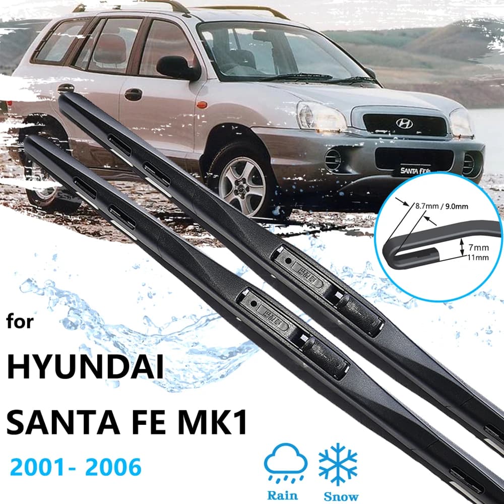2x Per Hyundai Santa Fe Classic MK1 SM 2001 ~ 2006 Accessori Anteriore Posteriore Set Tergicristalli Lame Spazzole Finestra di Gomma di Pulizia J gancio