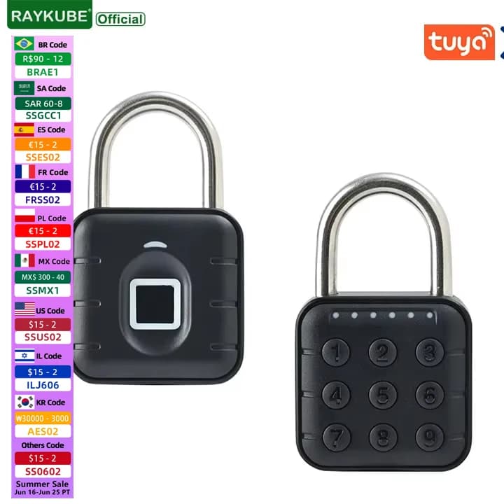 Serratura elettronica Tuya Bluetooth lucchetto per impronte digitali serratura digitale per bagagli APP password temporanea giocattoli di decompressione IP67 da remoto