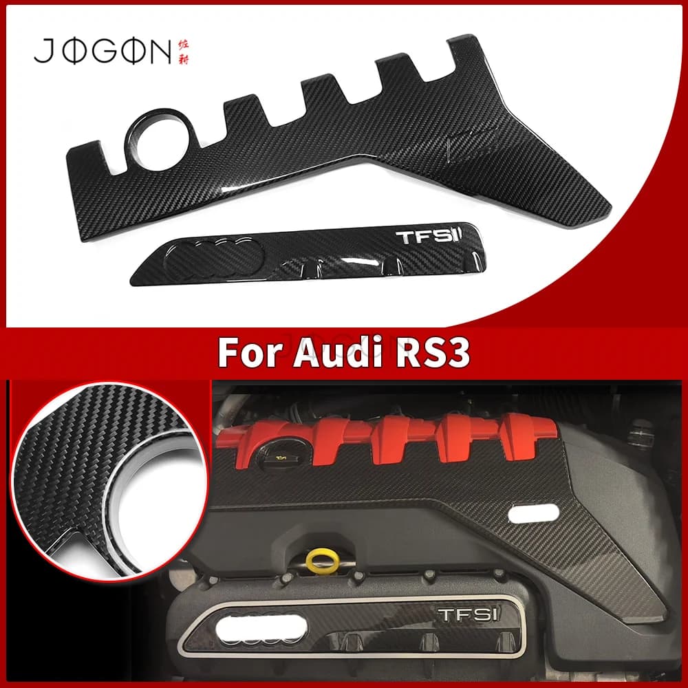 Real Carbon Fiber Engine Bay Cover Sticker For Audi RS3 8V TTRS TT RS 8S MK3 RSQ3 2019-2024 Exterior Accessories Stick-on