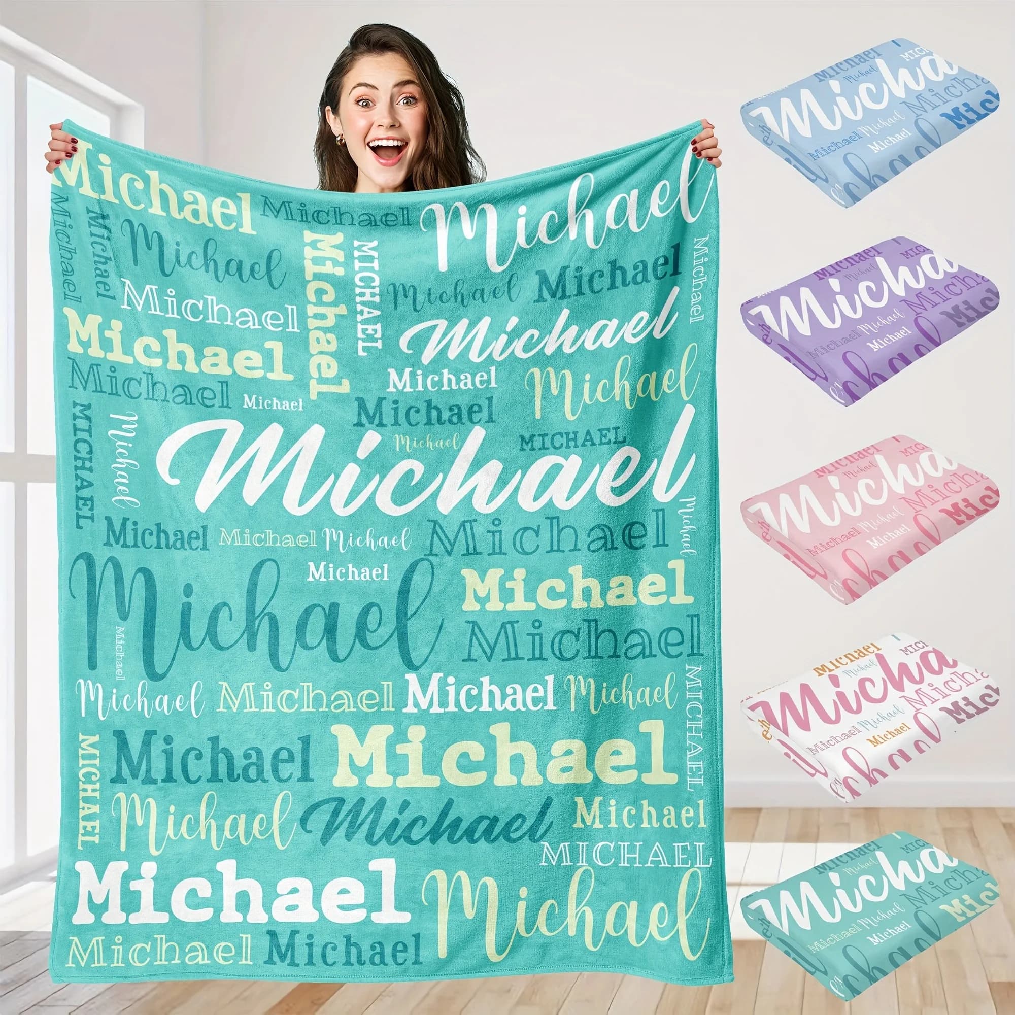 Nome Personalizza Coperta di flanella per bambini Regalo per ragazze adulte Coperta da tiro per letto da viaggio per picnic Coperte nere applicabili per tutte le stagioni