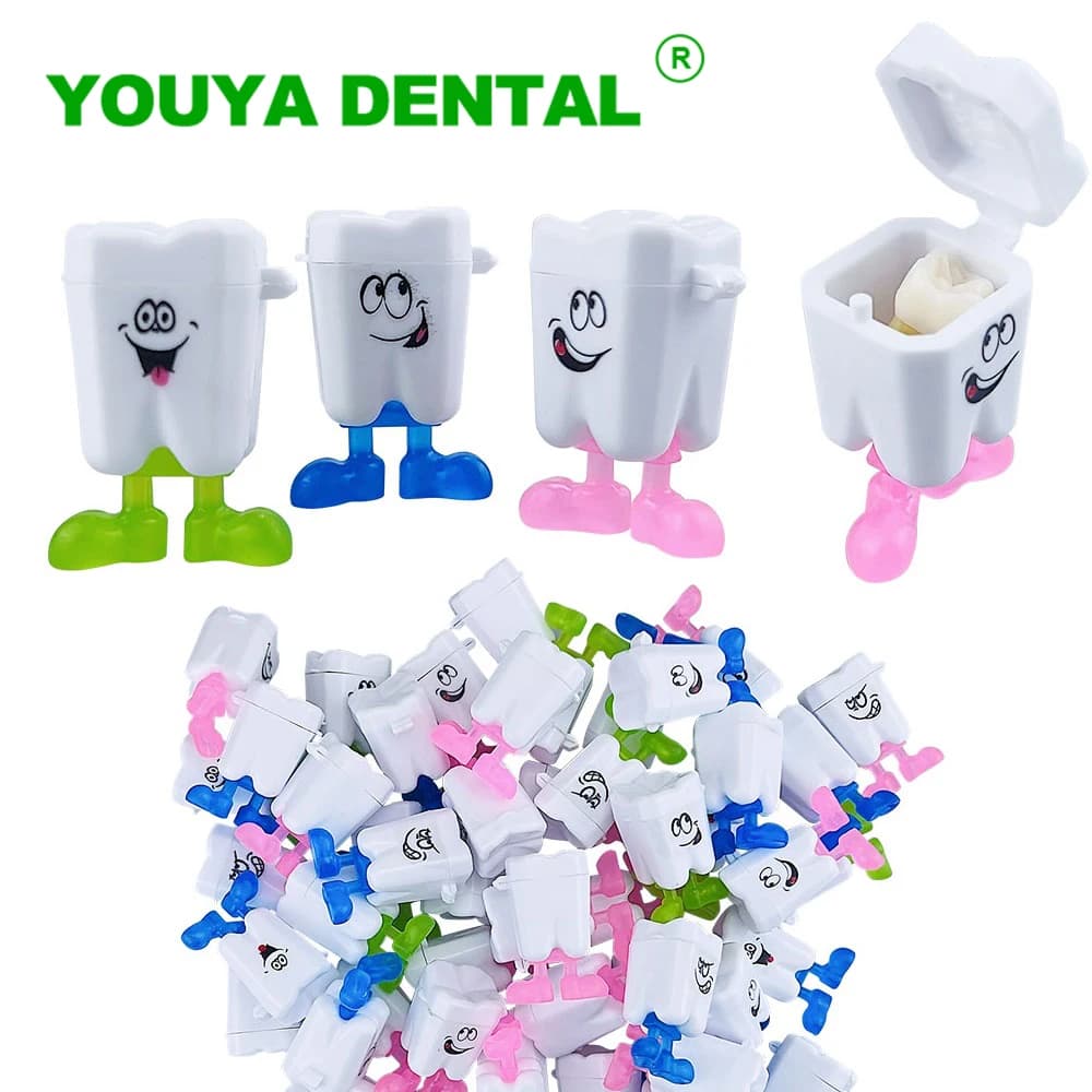 50PCS Scatola per denti da latte Simpatico cartone animato per bambini Denti Organizzatore Scatola di plastica per denti da latte Salva custodia per souvenir Primo dente Regali per bambini