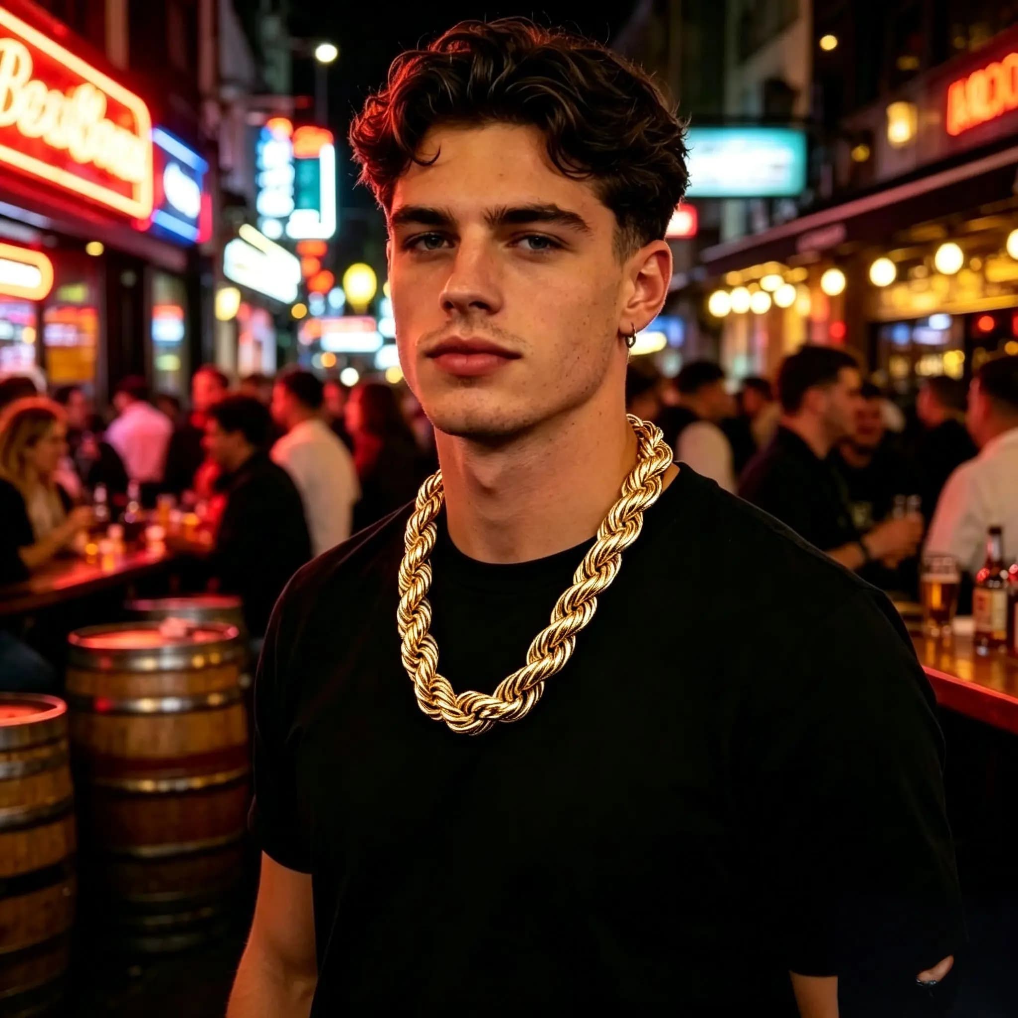 Men's Genuine Rope Necklace - 12mm Wide Chunky Rope Chain with Lobster Clasp, Hardcore Hip-Hop Jewelry Suitable for Halloween, Parties, Daily Wear - Urban Gift for & Men, Year-Round Accessory