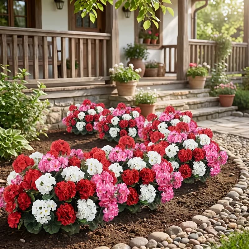 3 pezzi di fiori artificiali colorati di geranio per esterni | Fiori artificiali resistenti ai raggi UV, decorazioni durevoli in plastica per interni ed esterni, fiori artificiali da esterno adatti per matrimoni, giardini, patii, verande, balconi, davanzali, decorazioni per esterni, centrotavola, decorazioni floreali per esterni, decorazioni per portici, decorazioni per giardini, decorazioni da appendere, senza manutenzione.
