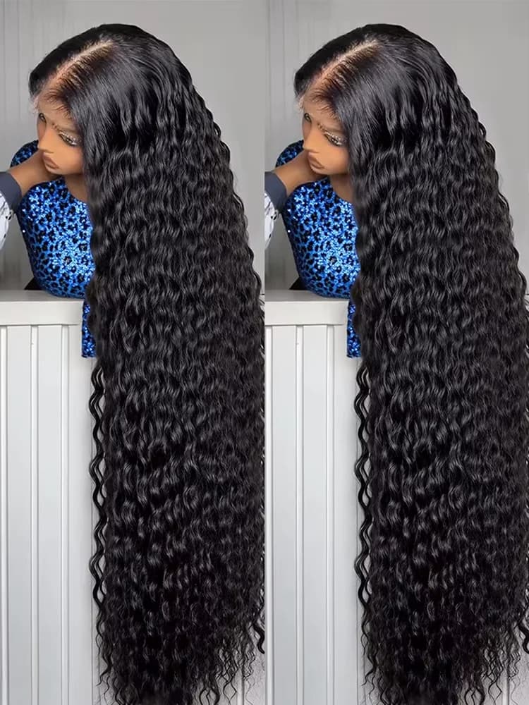 Glueless Ready to Wear Pre Plucked Water Curly 13x4 13x6 HD Lace Front Human Hair Wigs Women 40 Inch Deep Wave Lace Frontal Wig