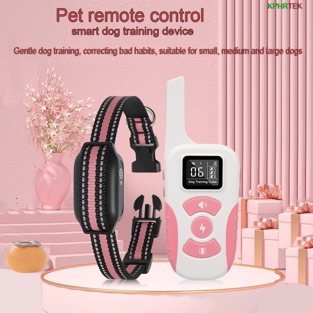 Collare da addestramento per cani PD519 con segnale acustico vibrante antiurto impermeabile ricaricabile remoto da 3300 piedi