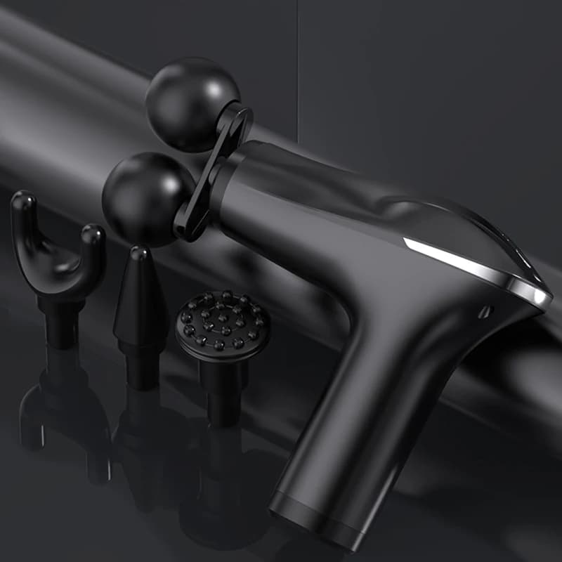 MUKASI Double Head Massage Gun, Body Massage with 6 adjustable levels, 4 muscle massage heads for recovery and fatigue