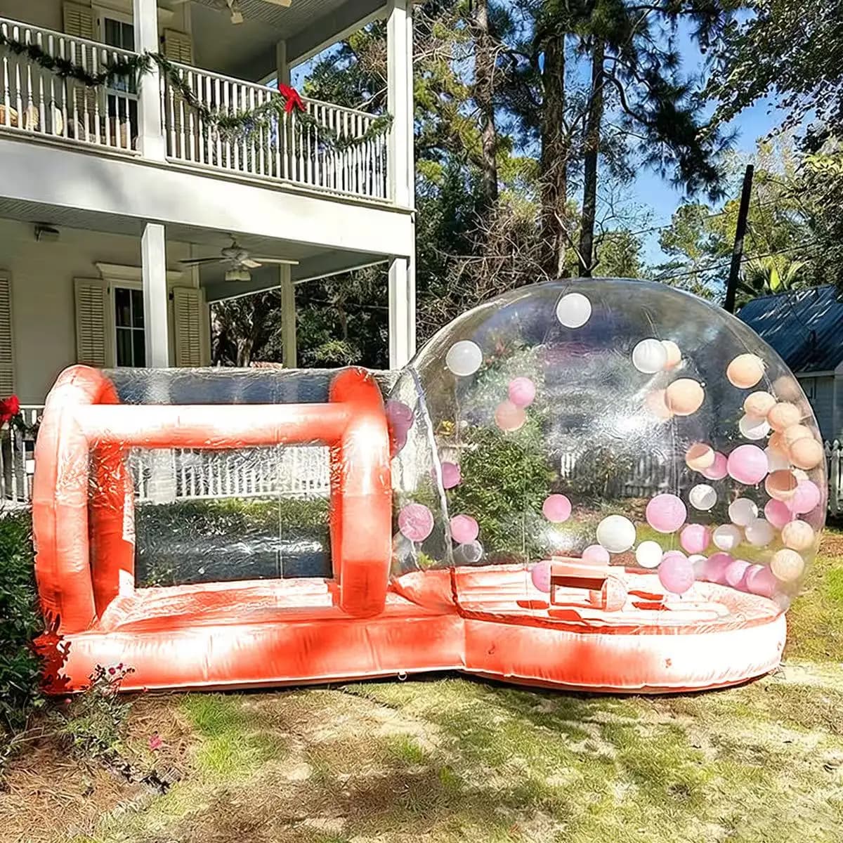 Tenda gonfiabile da esterno per bambini con base rimbalzante in PVC e asciugacapelli, adatta per feste di compleanno e intrattenimento