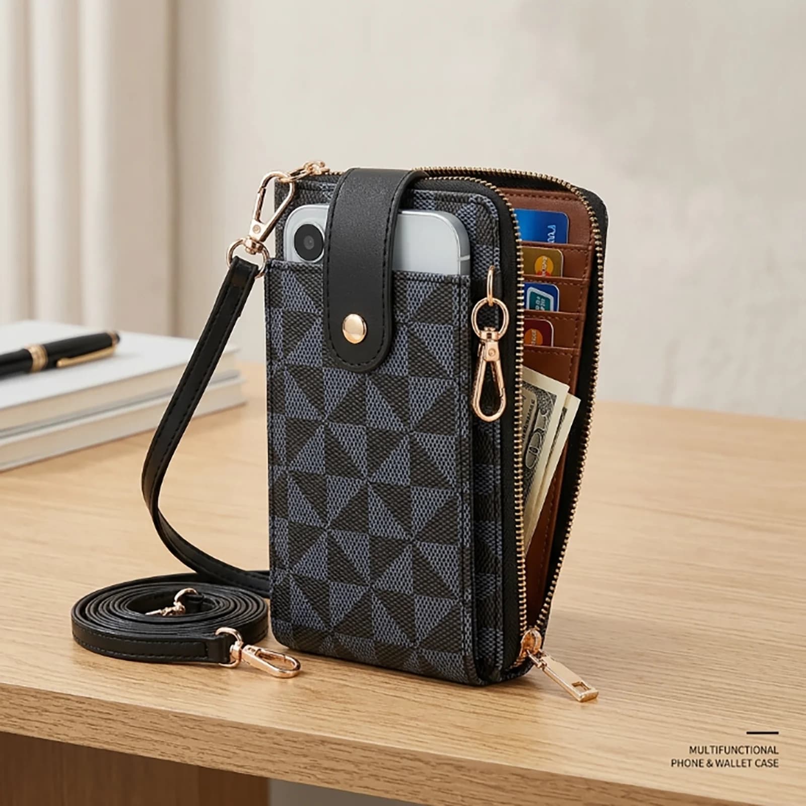 Phone Wallet with Crossbody Strap Capacity for Mobile Devices Fashionable And Convenient Wallet for Smartphones