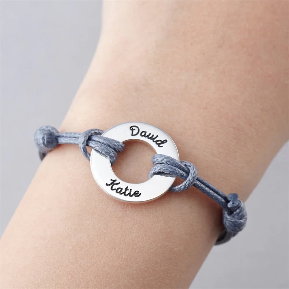 MYDIY Braccialetti in pelle da uomo personalizzati personalizzati Bracciale circolare Bracciale yoga Regalo fidanzato Bracciale coppia regolabile per lei
