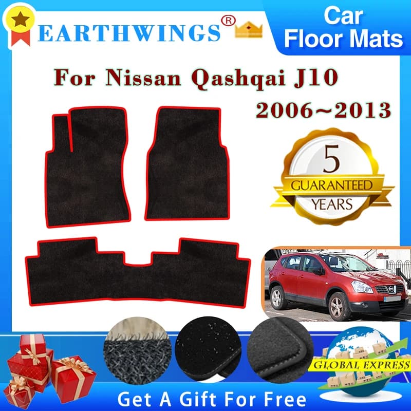 Car mats for Nissan Qashqai J10 Dualis 2006 ~ 2013 Footpads anti-slip Cape Carpets Cover Foot Reliefs Footwear Interior accessories