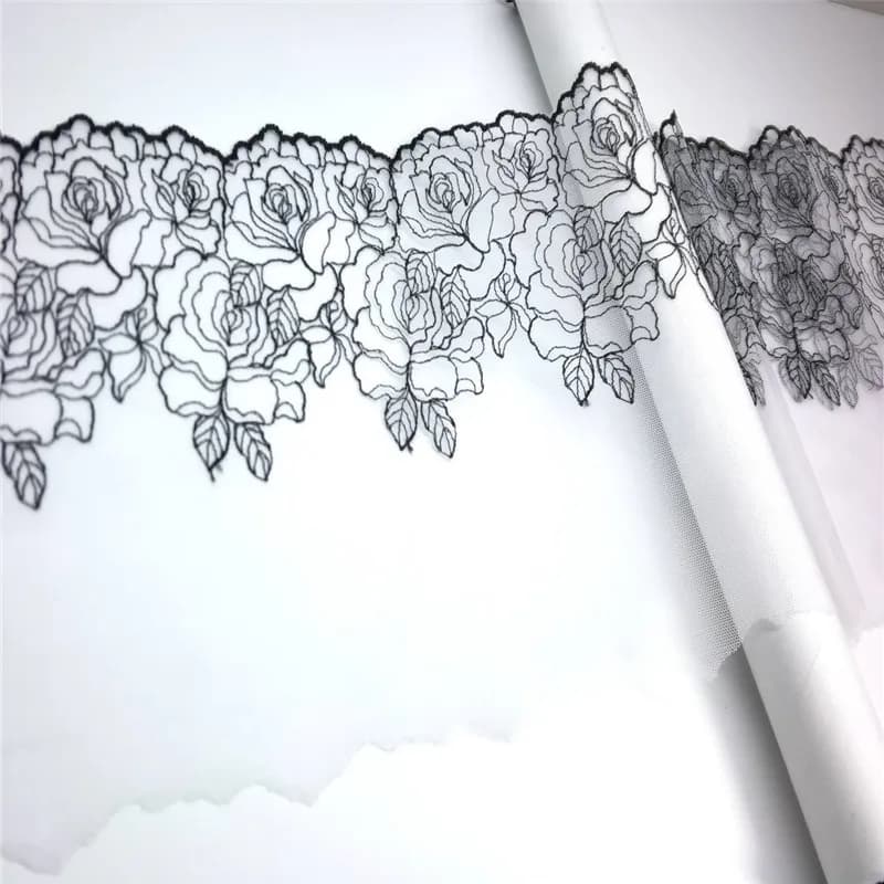 Tessuti di pizzo ricamo nudo reggiseno fai da te accessori da lavoro ad ago maglia nera pizzo ricamato per abiti da cucito artigianato