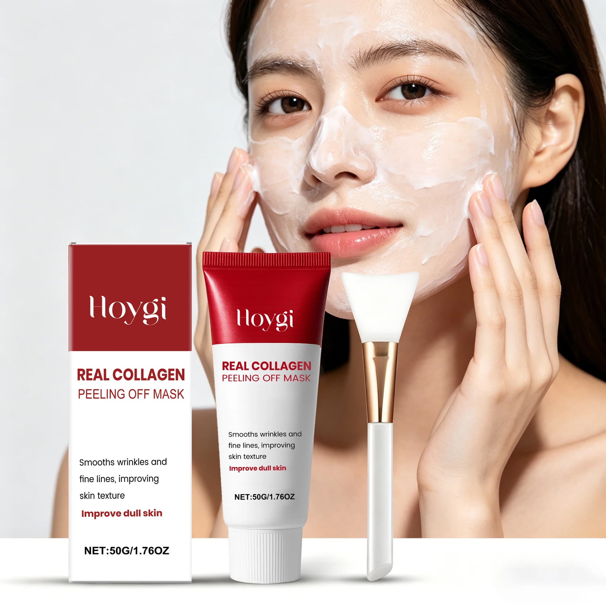 Maschera Esfoliante al Collagene Hoygi 50g, Pulizia Delicata dei Pori, Migliora la Texture della Pelle, Esfoliante, Aumenta la Morbidezza, Rassodante, Maschera Viso