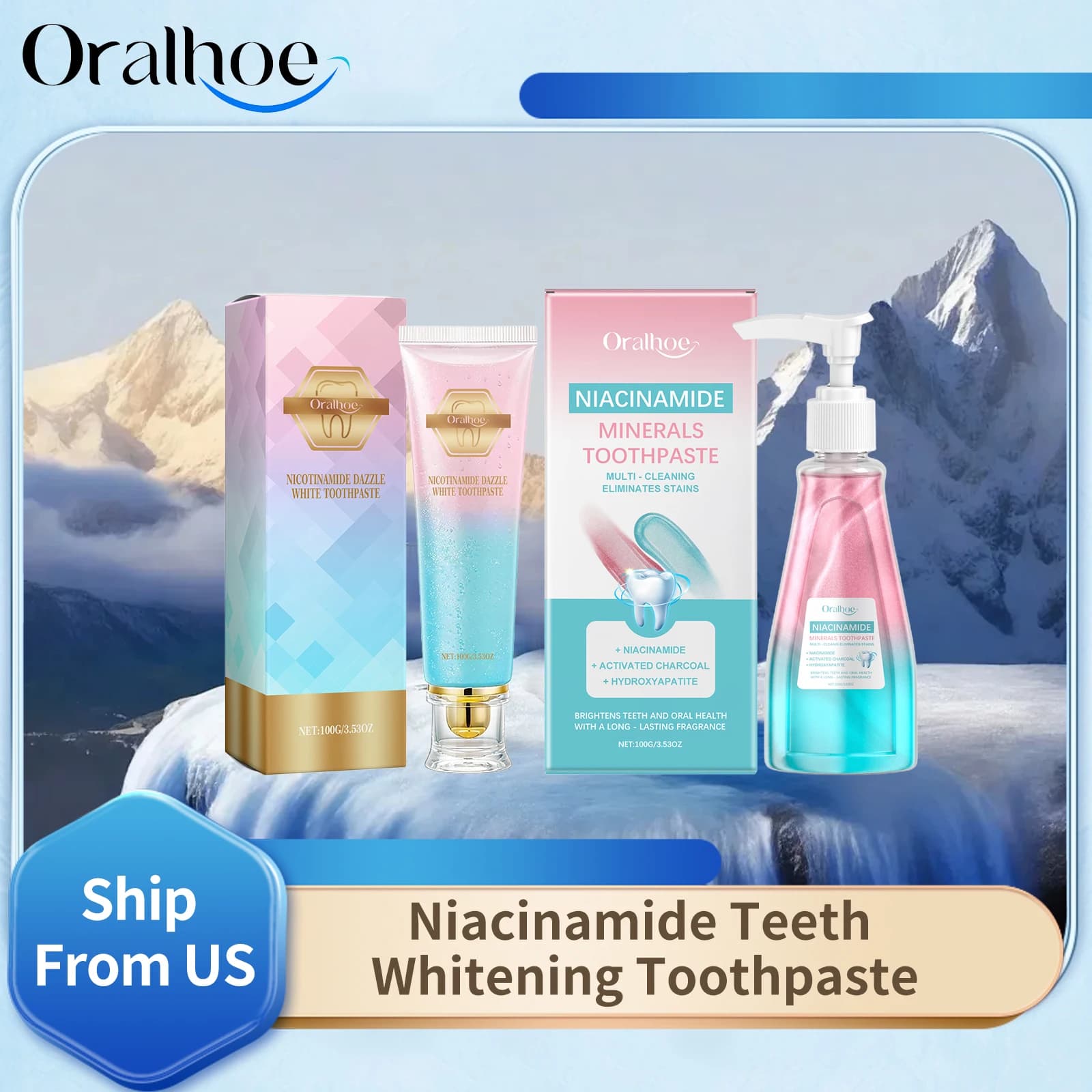 Oralhoe 100g Niacinamide Dentifricio Sbiancante Illumina I Denti Puliti Macchia Bocca Alito Fresco Igiene Orale Candeggina Dentifricio
