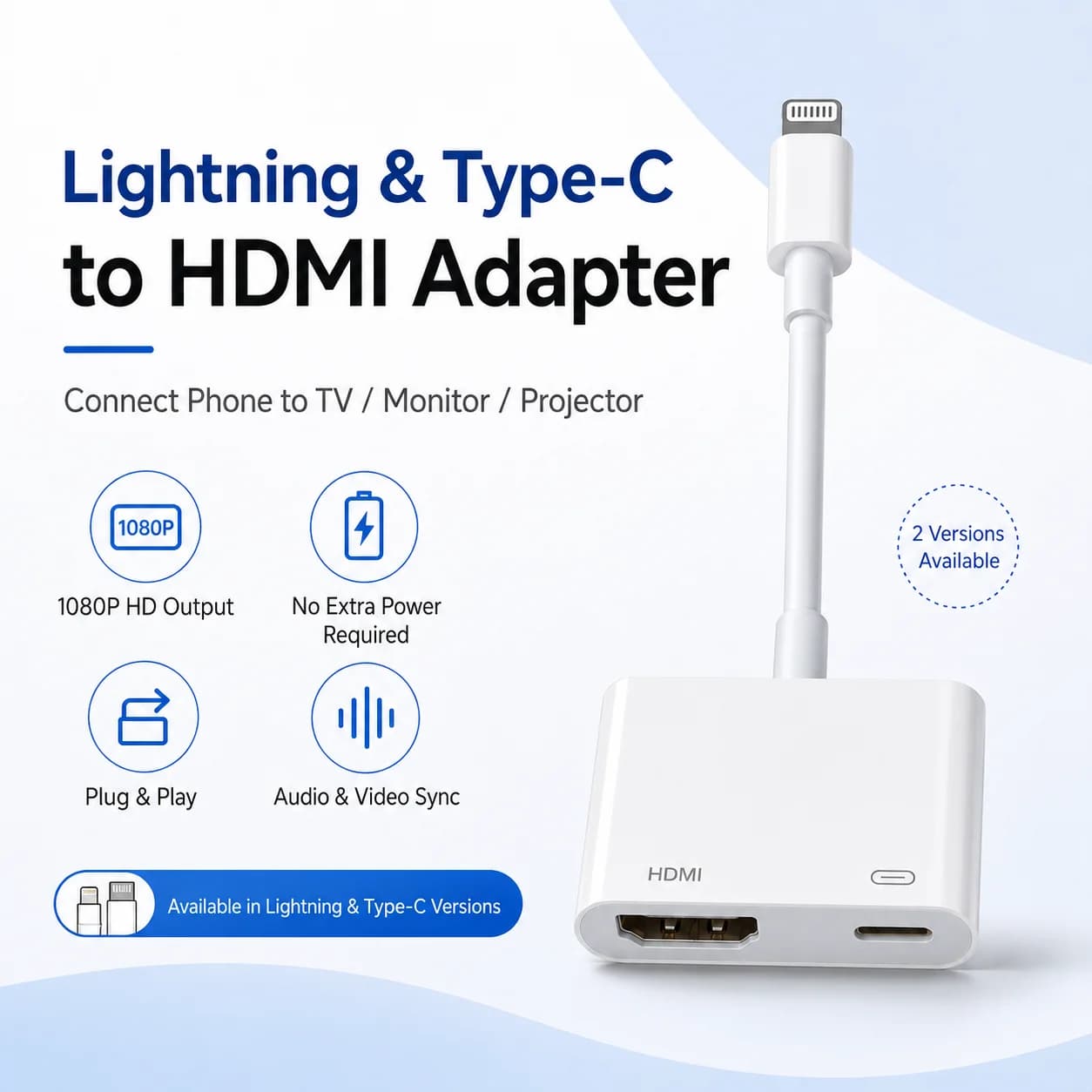 4K Video Audio 60Hz 30Hz Converter Lighting USB C/Type-C to HDMI+USB C/Type-C Digital AV Adapter For iPhone to HD TV Projector M