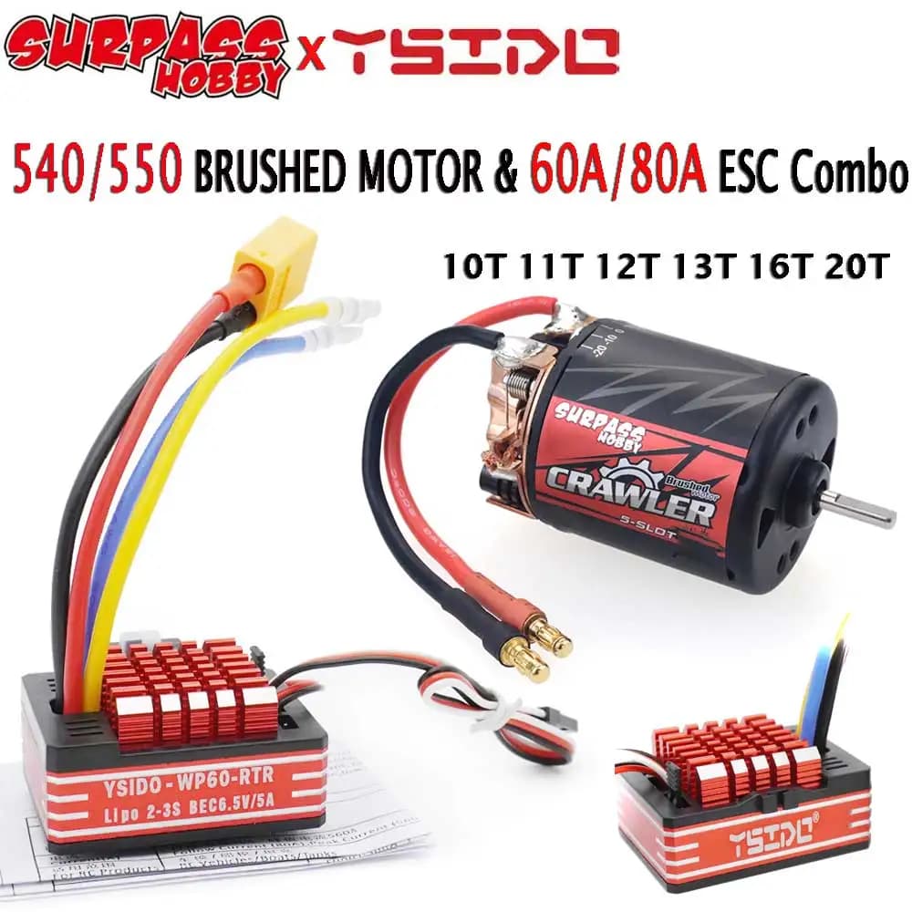 SurpassHobby 550 540 Combo 5-slot 10T 12T 13T 16T 20T motore spazzolato 60A/80A ESC per 1/10 RC Crawler Car HSP HPI Tamiya FS Kyosho