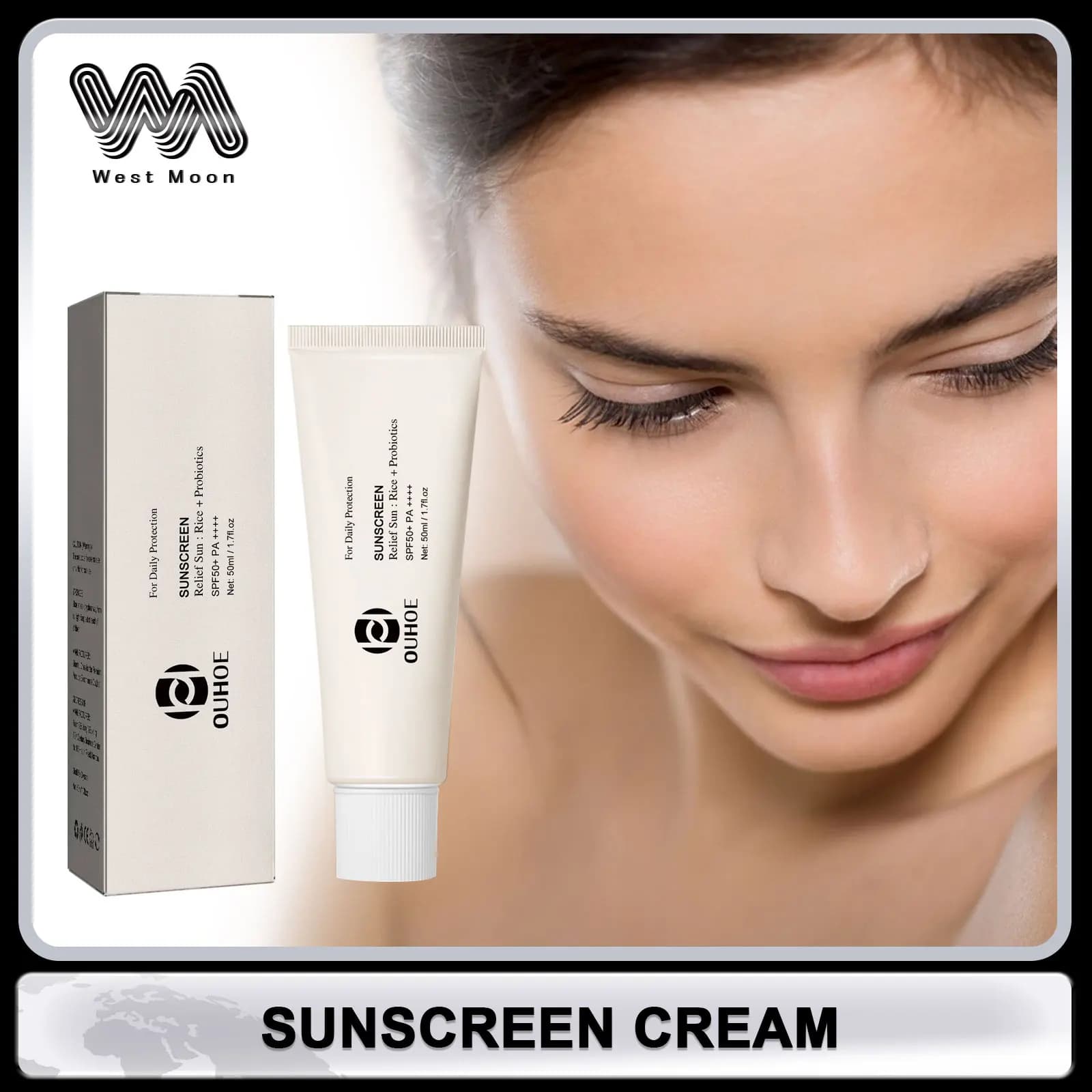 Riso Spf 50 crema solare isolamento UV idratante duraturo viso impermeabile antisudore controllo dell'olio crema solare rinfrescante