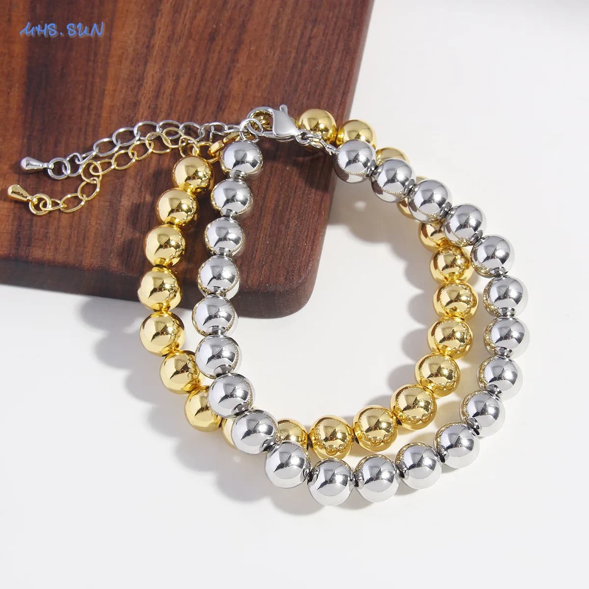 MHS.SUN 4/5/6/8/10mm perline lisce bracciale catena moda perline di rame bracciali regolabili per donna uomo regalo festa di fidanzamento