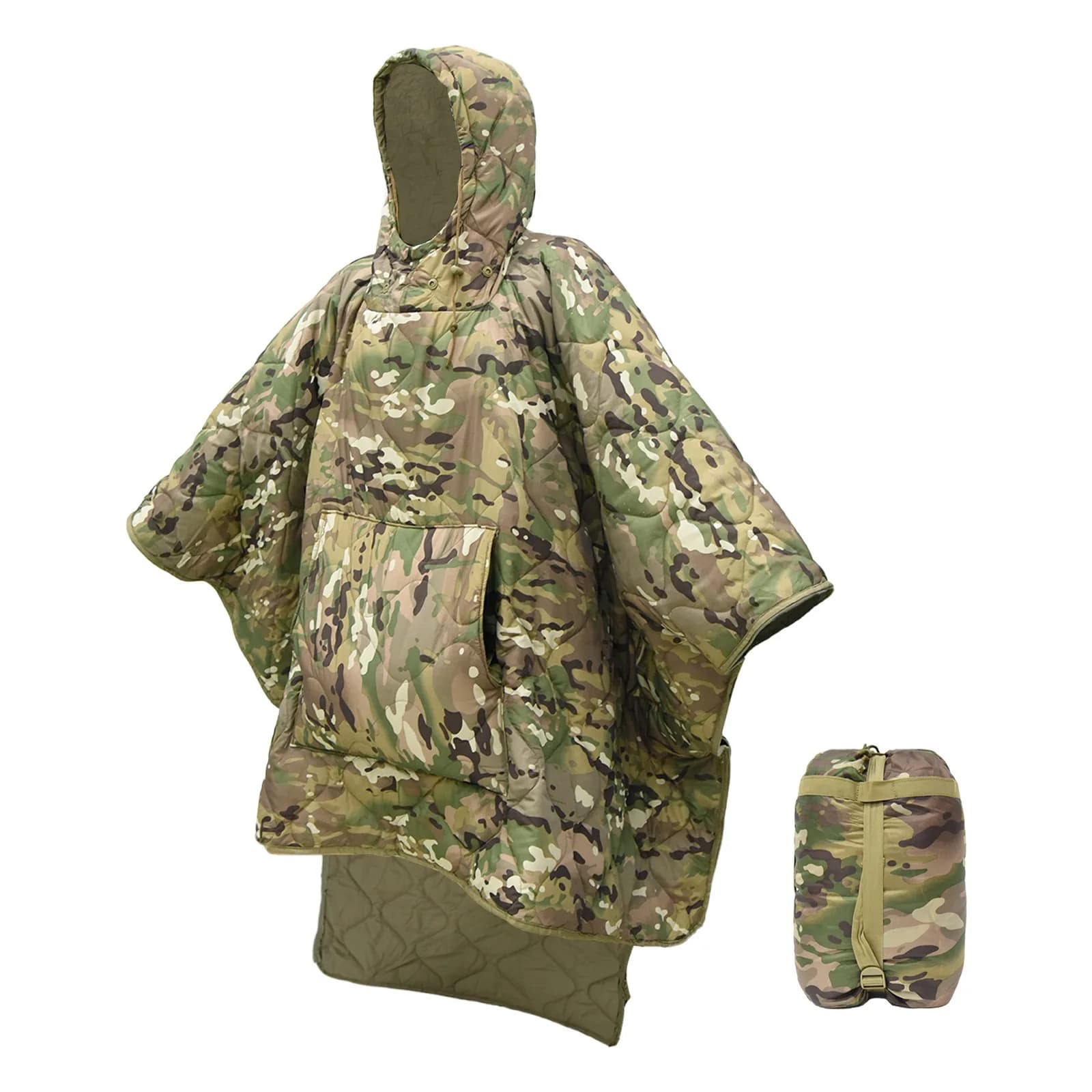 Coperta mimetica CP Sacco a pelo portatile Cotone leggero Letto singolo Piumino trapuntato Tappetino da campeggio comprimibile Lavabile