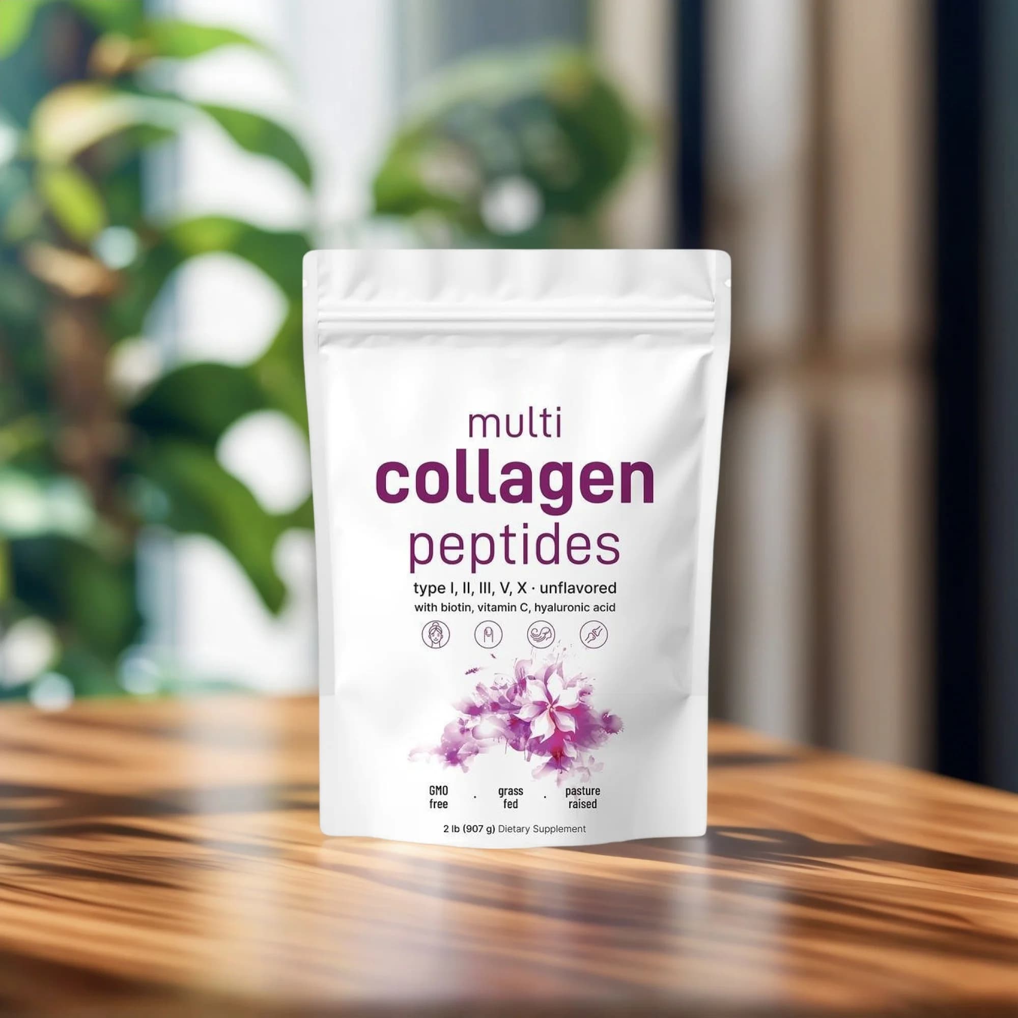 Multi-Collagen Powder, Fragrance-Free, Easily Soluble, Non-Genetically Modified, Provides Rich Protein to Support Daily Health Needs