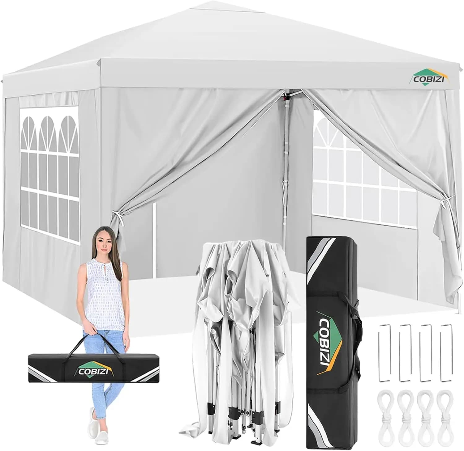 Tenda a baldacchino pop-up 10x10FT con 4 pareti laterali Tende per feste Baldacchino da campeggio impermeabile Tenda da festa Ez Up Gazebo portatile esterno