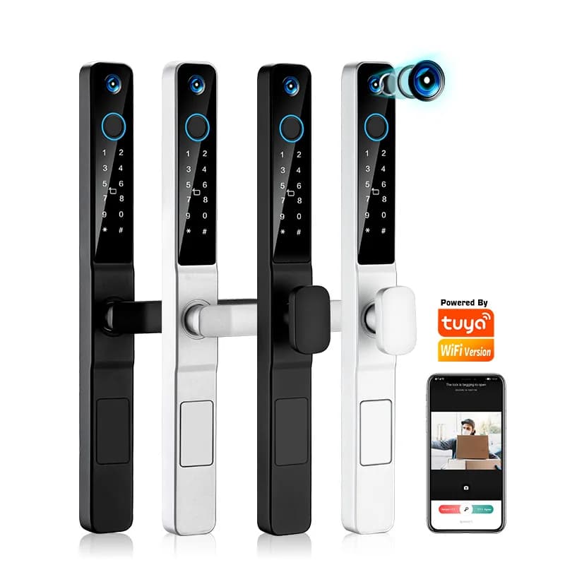 YRHAND fechadura eletronico digitale Tuya Wifi Waterpoof Biometrico Impronte digitali Spioncino Serratura scorrevole Smart Door Lock