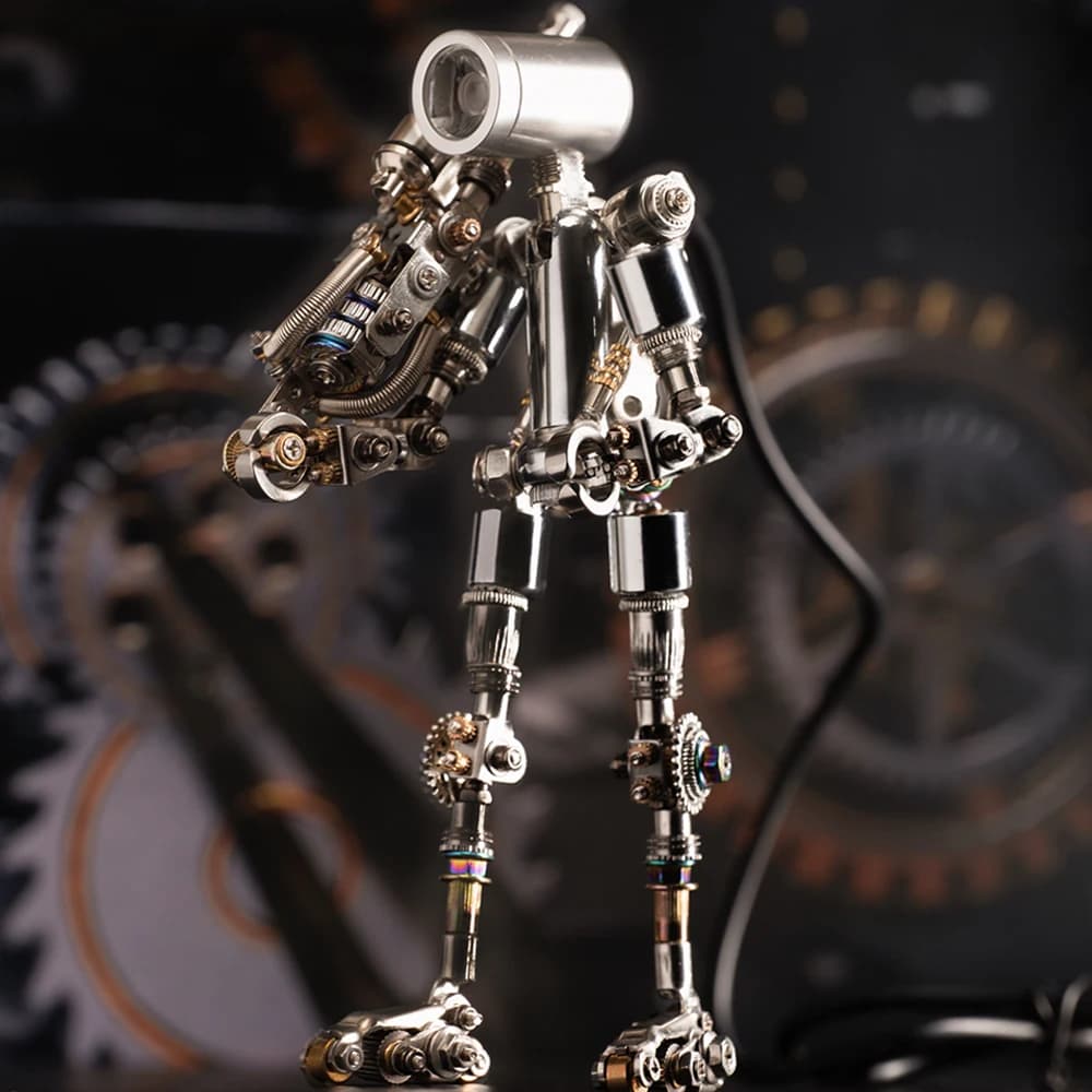Mostarle Terminator M Puzzle in metallo 3D Kit modello di robot meccanico fai-da-te Design fantascientifico Luce a LED Caratteristica Regalo unico per adulti e Te