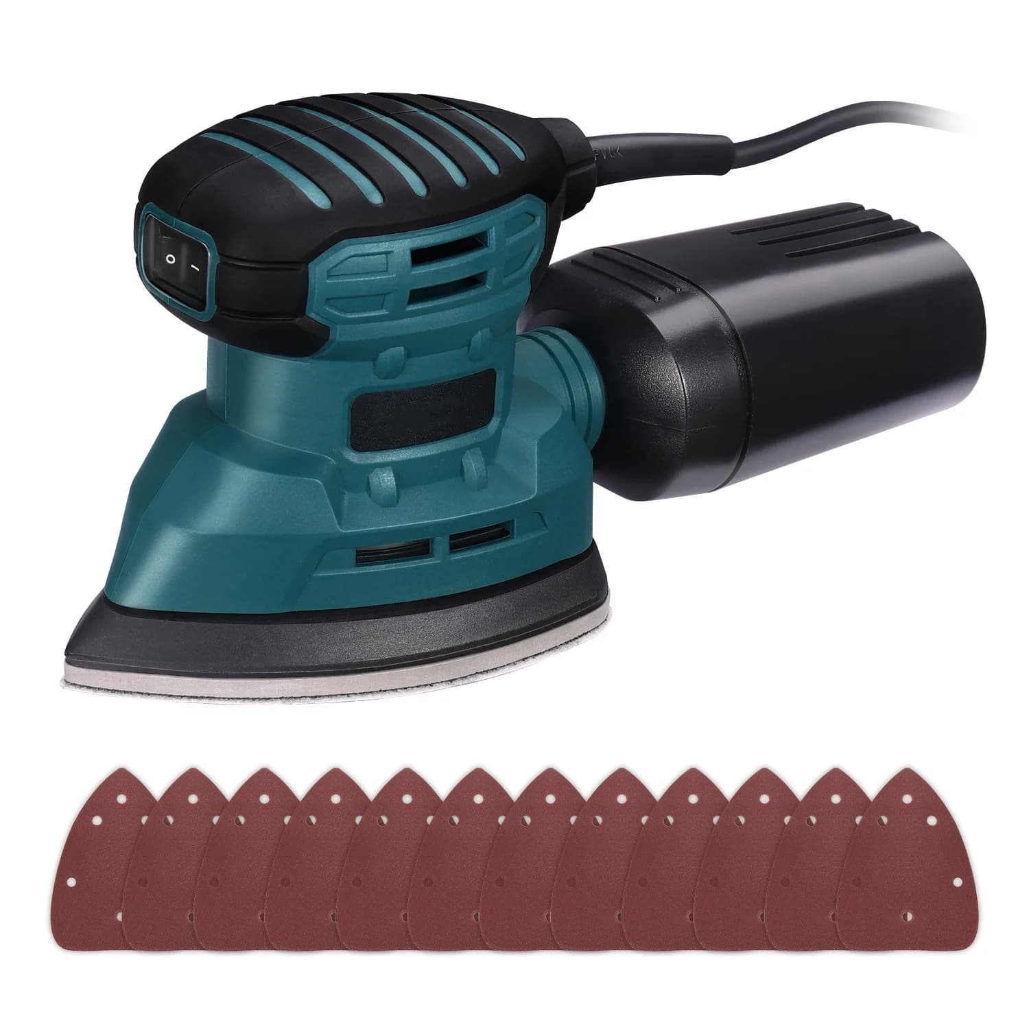 Levigatrice palmare da 12000 RPM, levigatrice a mouse con cavo, 11 carte abrasive, contenitore per la raccolta della polvere, mini levigatrice elettrica per la lavorazione del legno