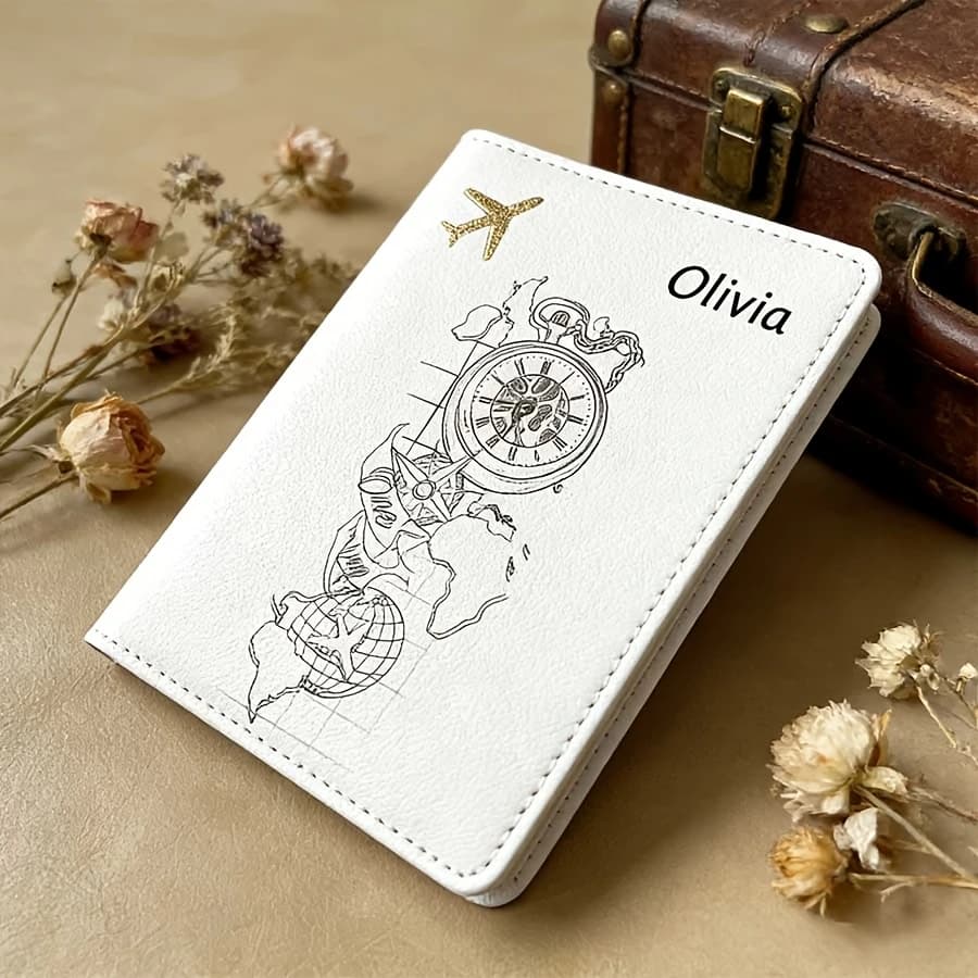 Personalized Synthetic Leather Passport Holder & Travel Wallet | Custom Name/Text | Minimalist Cover for Men & Women