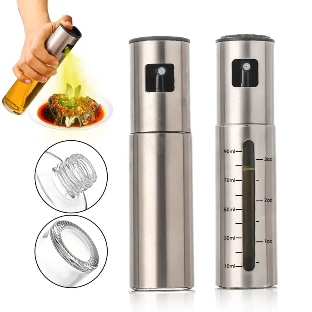 Spruzzatore portatile di olio d'oliva da cucina in acciaio inossidabile da 100 ml, piccolo strumento mini spruzzatore di olio da cucina, spruzzatore di olio per bottiglia di aceto per ai
