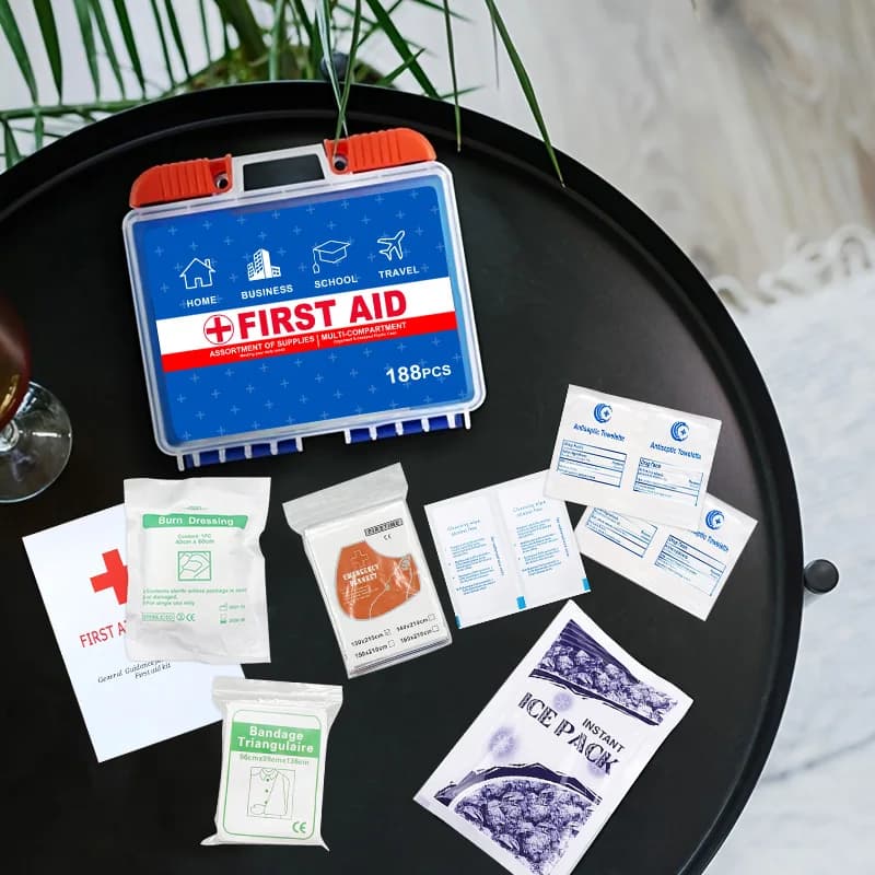 Kit di pronto soccorso da 188 pezzi: pulito, dolcetti, proteggere tagli minori, graffi. Viaggi, emergenza, sopravvivenza, caccia, attività all'aperto, campeggio e sport