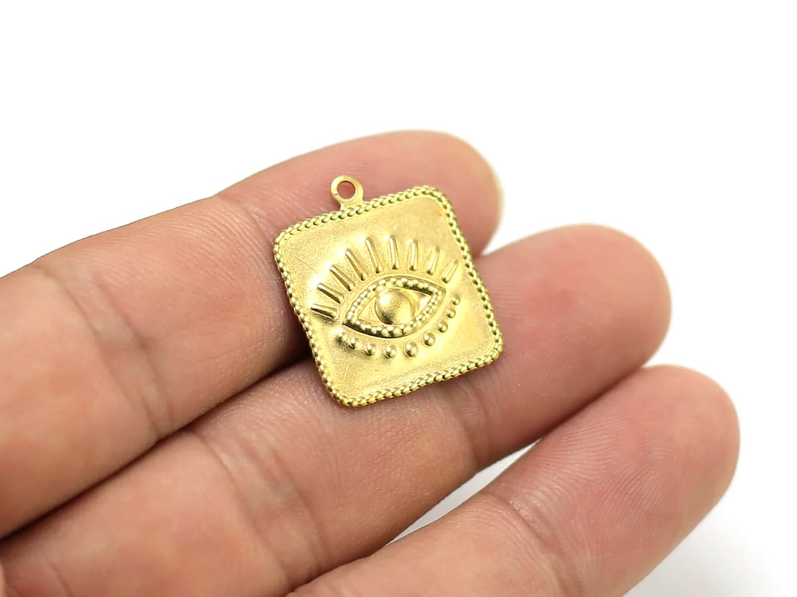 10pcs Brass eye charm, Brass square pendant, Earring finding, 22.5x19x1.8mm necklace charm, Jewelry making supply R1636