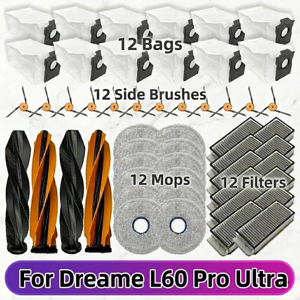 Compatibile con ( Dreame L60 Pro Ultra ) Ricambi per aspirapolvere Spazzola a rullo principale Spazzola laterale Panno mop Filtro HEPA Sacchetto polvere Accessori