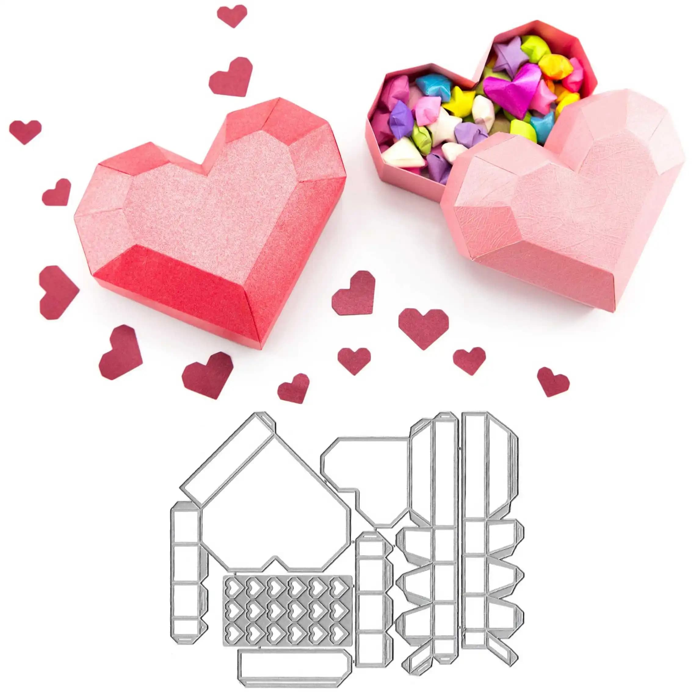 3D Heart Box Metal Cutting Dies Die-cuts Set Scrapbooking DIY Home Decorations Paper Handicraft Gift