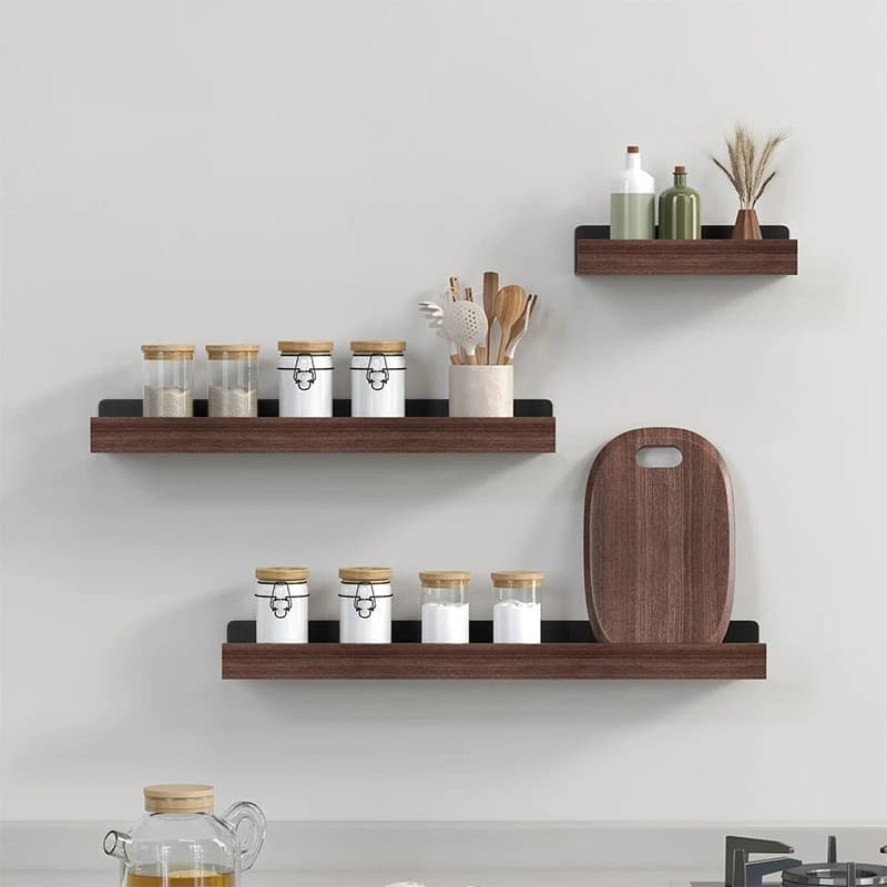 Mensole Galleggianti in Legno da Parete, Stile Rustico, per Bagno (Sopra il WC) con Porta Asciugamani, Scaffale Galleggiante Stile Fattoria per Cucina