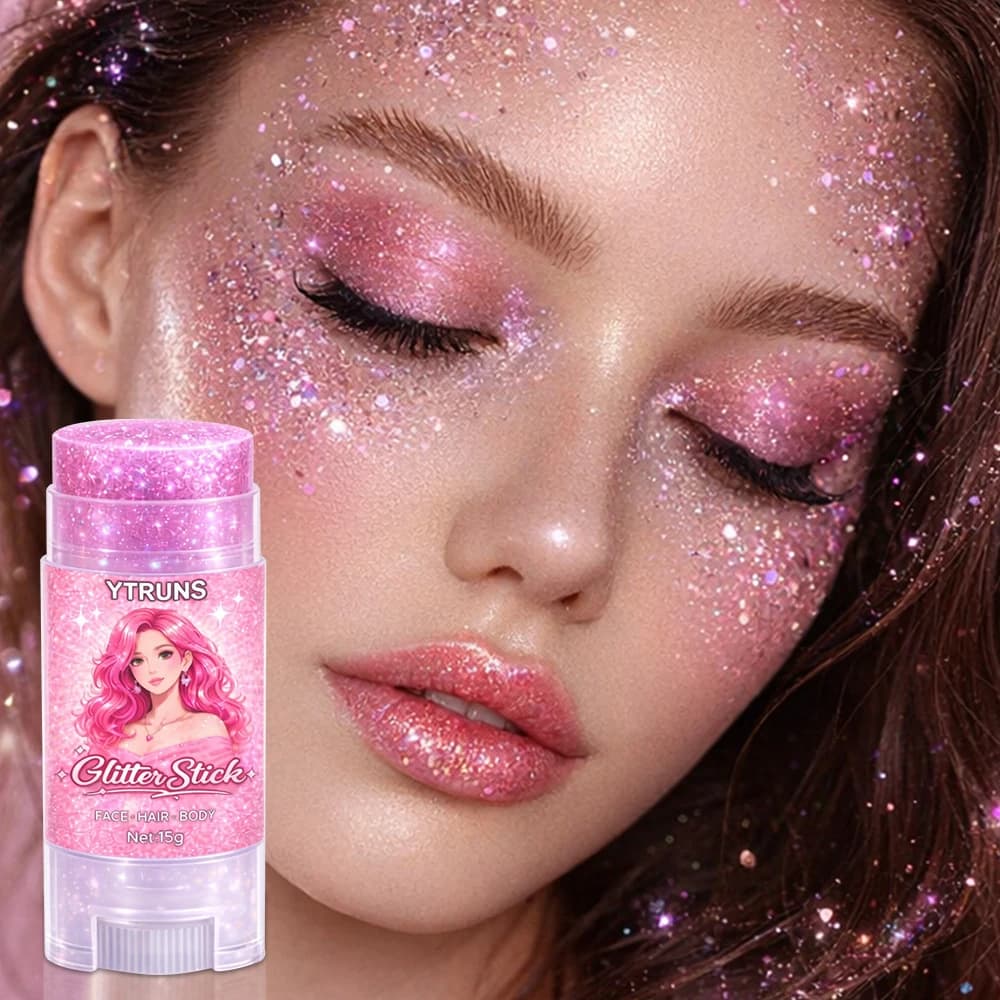YTRUNS Stick Gel Glitter Star 15g, Glitter Grosso per Viso e Corpo, Ombretto Shimmer Impermeabile a Lunga Durata per Feste e Palcoscenico