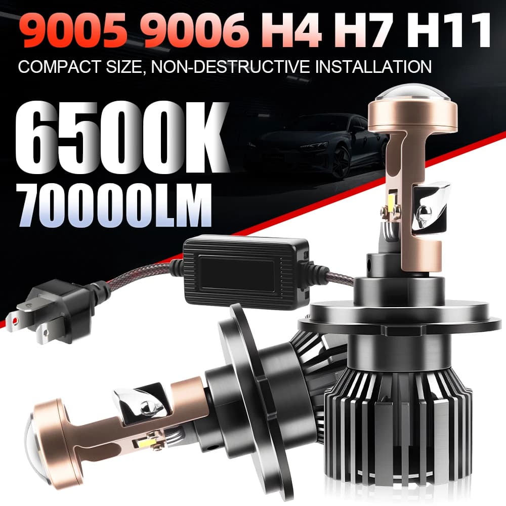 2 pezzi 300W 70000LM H7 Canbus faro per auto Mini lente H11 9005 9006 HB3 HB4 H4 lampadine per proiettori a LED 6500K Auto moto Mini lente