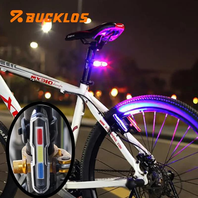 BUCKLOS Bicycle LED Light, USB Rechargeable, Super Bright Backlight, Waterproof