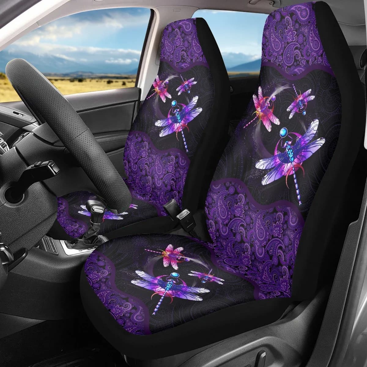 Universal Printed Front Seat Covers Mandala Dragonfly Luxury Brand Set of 2 comfortable interior decorations Auto easy to clean