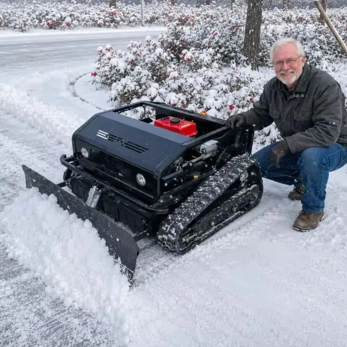 Falciatrice e Irroratrice Cingolata 2-in-1 con Telecomando, Macchina Agricola ad Alta Potenza con Pala da Neve per l'Agricoltura di Precisione