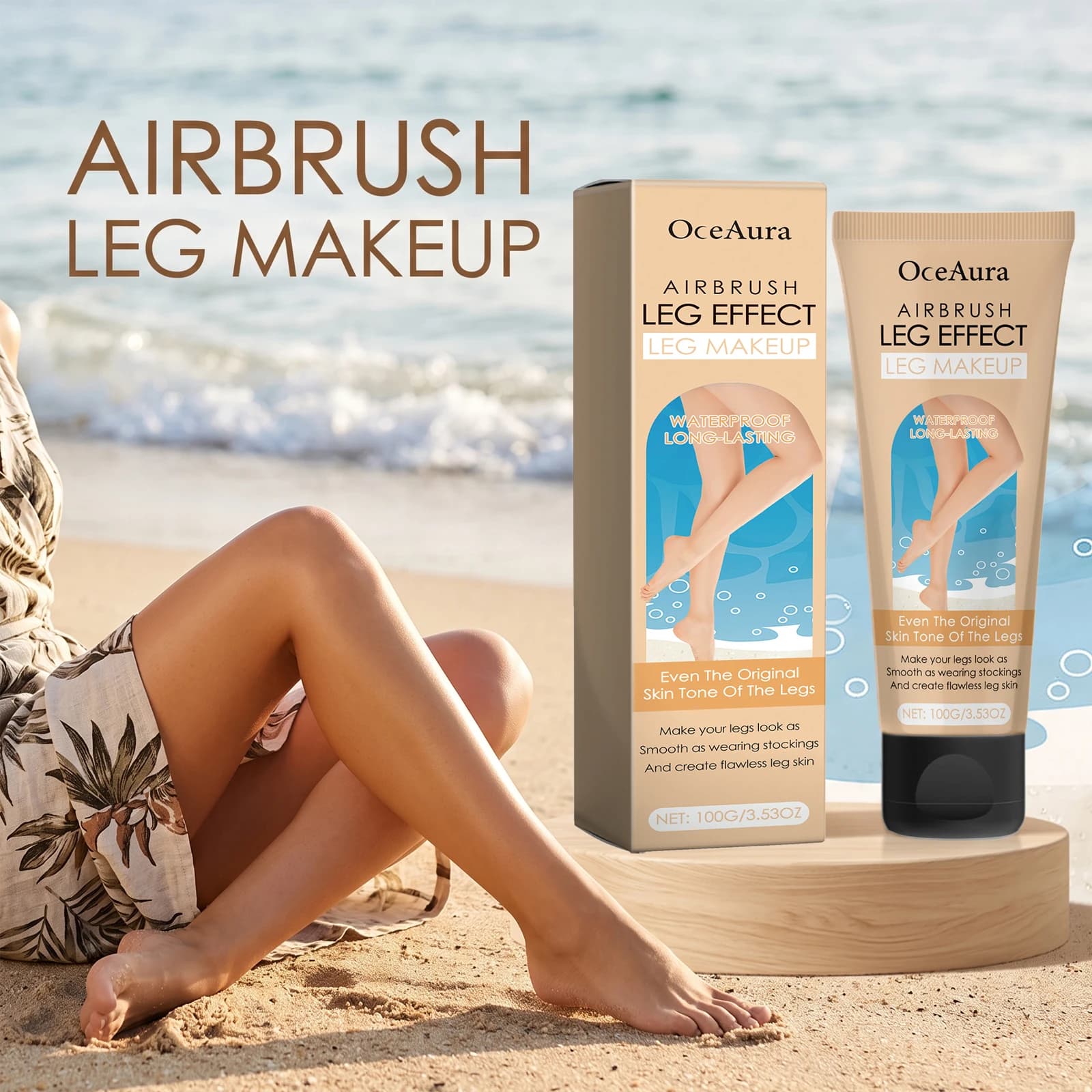 Oceaura Leg Makeup Lotion Even Skin Tone Waterproof Long Lasting Moisturizing Sunless Tanners Intensifying Tone Body Tanning Foundation Cream