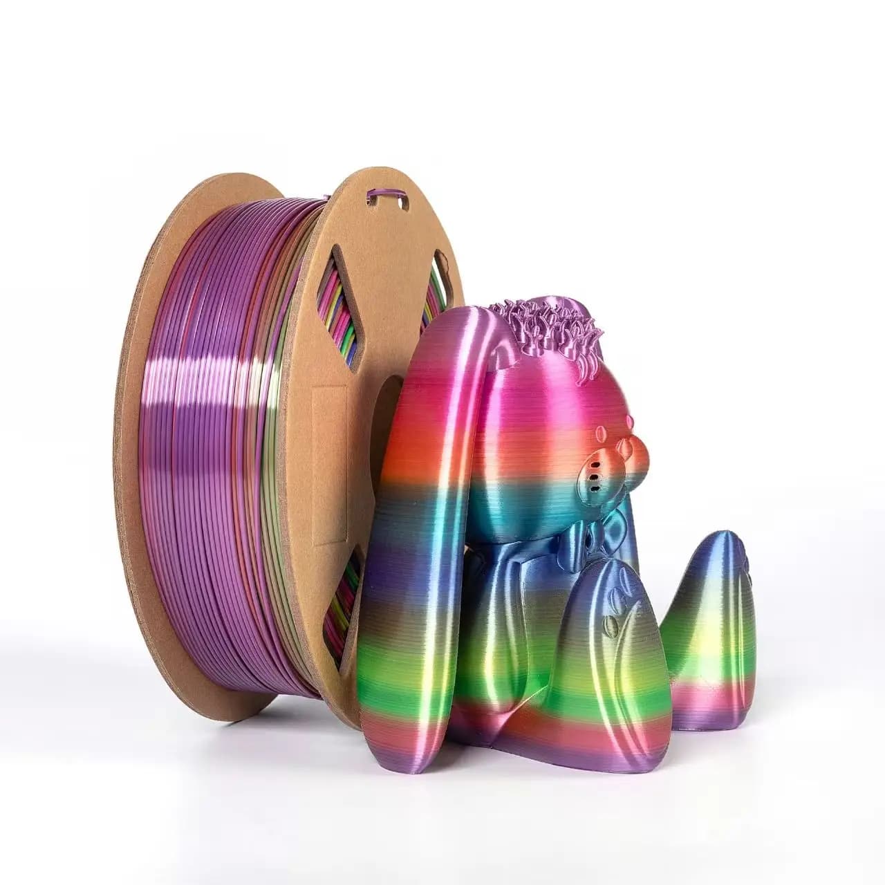Silk Rainbow PLA Filament 1.75mm, Multicolor 3D Printer Filament, Color-Changing Filament 1kg (2.2 lbs) per spool