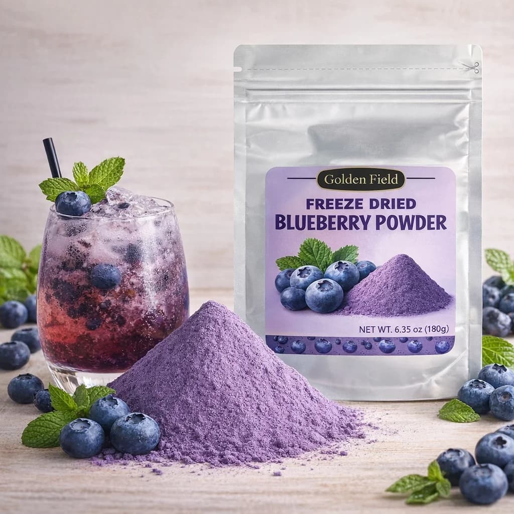 6,35 oz di polvere di mirtillo, liofilizzata, polvere di frutta, pura, facile da mescolare, senza additivi, da mirtilli