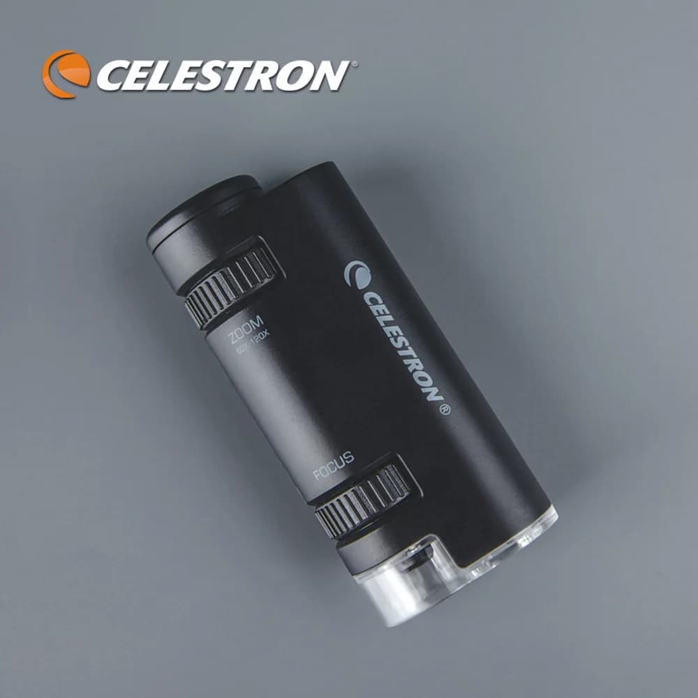 Celestron 60X-120X Microscopio monoculare portatile con zoom continuo Sorgente luminosa Messa a fuoco facile per principianti/bambini