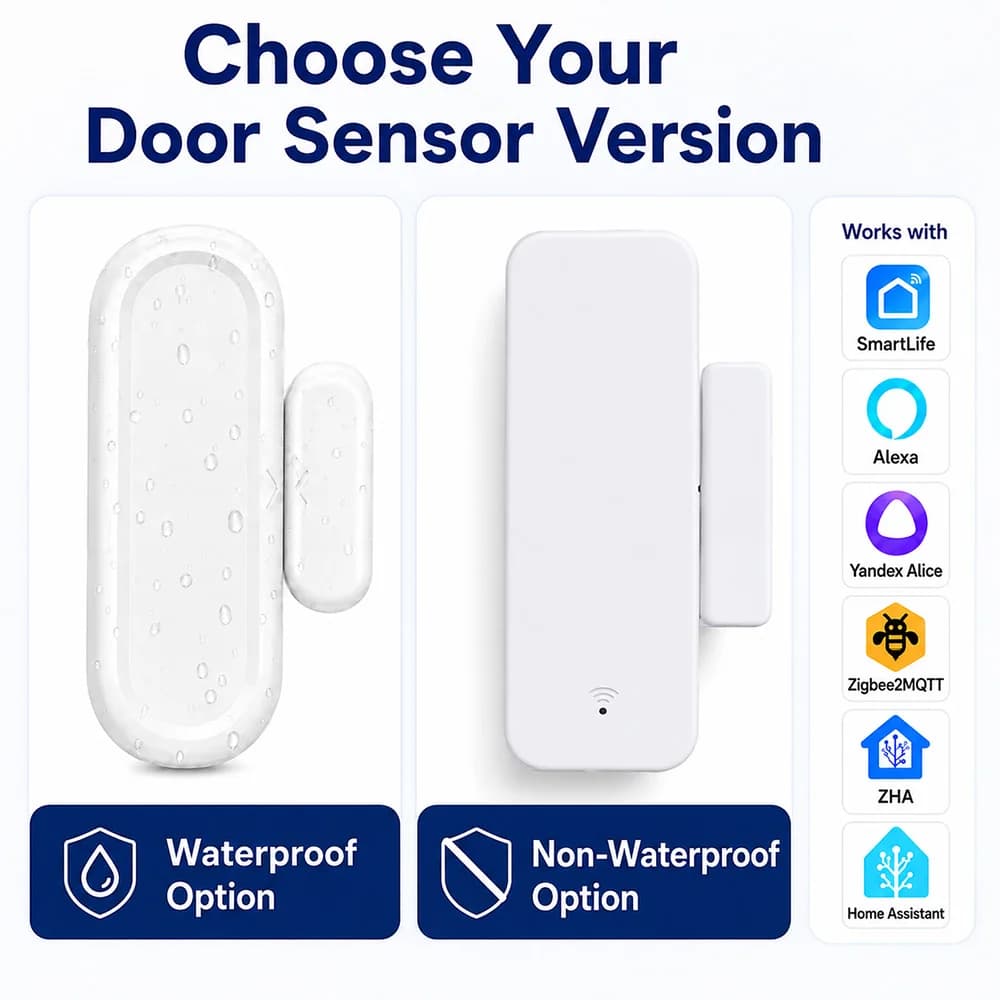 Zigbee 3.0 Door Window Sensor Zigbee Gateway Required Smart Home Waterproof (Optional) Work with Alexa ZHA Zigbee2mqtt Smartlife