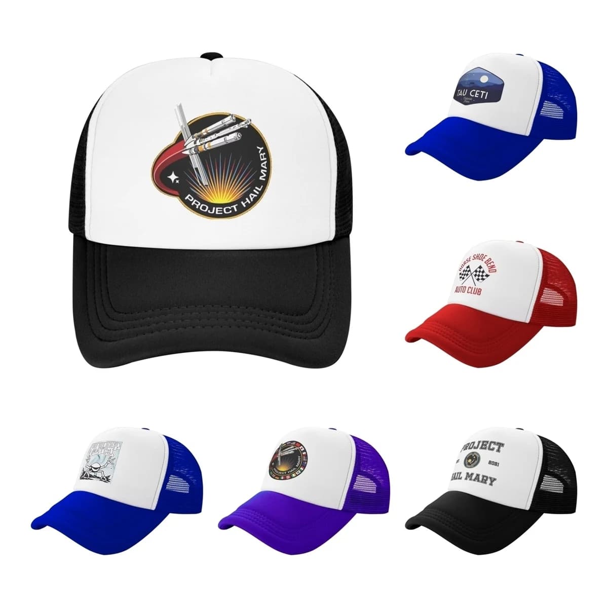 Cappello da Baseball in Rete con Patch Missione Hail Mary, Cappello da Lavoro Hip-Hop per Adulti, Cappello da Pesca Regolabile, Cappello da Camionista Lavabile