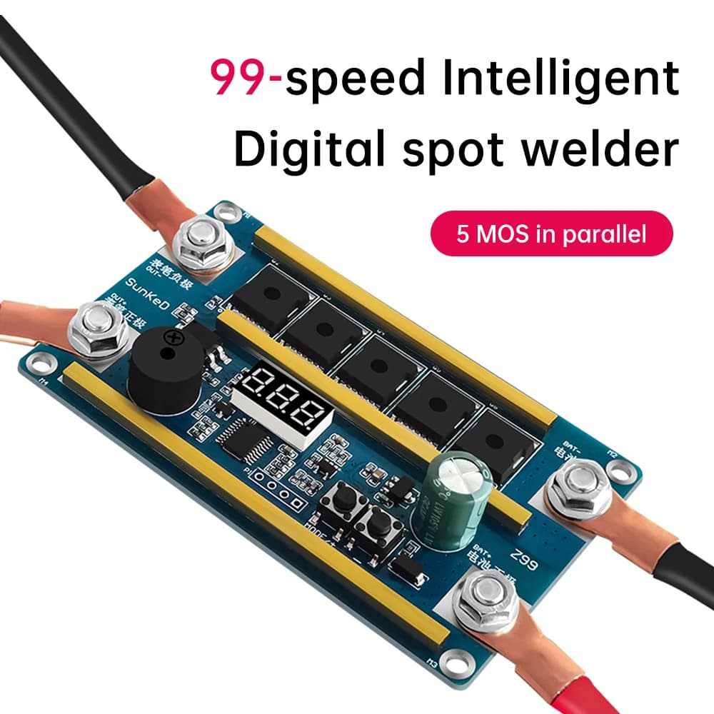 Kit Saldatrice Portatile Z99 12V con 99 Livelli di Potenza Regolabile, Scheda di Controllo per Saldatura con Batteria al Litio 18650, Saldatura di Piastre in Nichel