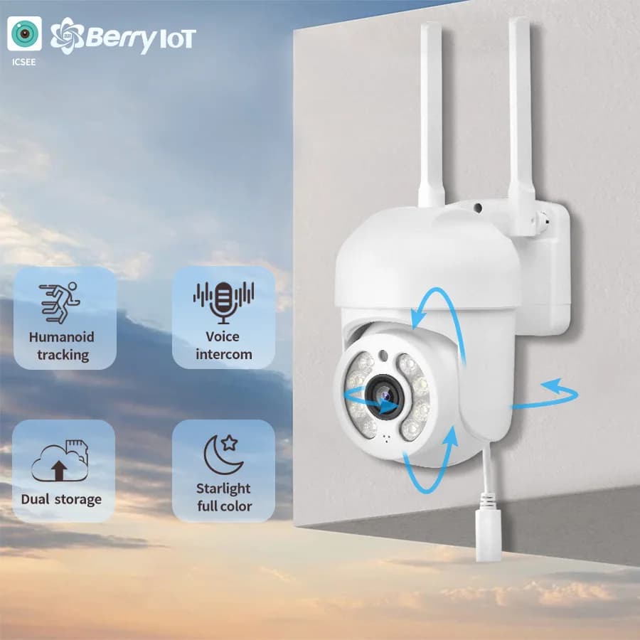 Telecamera WIFI impermeabile esterna di rete wireless da 2 MP PTZ Monitoraggio automatico Telecamera per baby monitor IP con protezione di sicurezza vocale bidirezionale