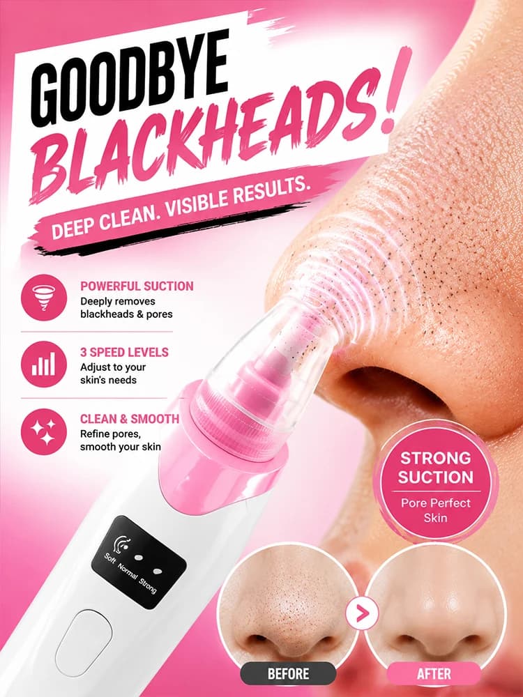 Electric Facial Pore Cleaner Blackhead Removal Vacuum Device 3 Level Suction Skin Care Tool for Nose and Face